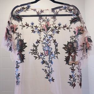 Zara Embroidered Pea Mesh Top